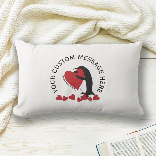 Personlig Penguin och Red Heart Lumbarkudde (Skapare uppladdad)