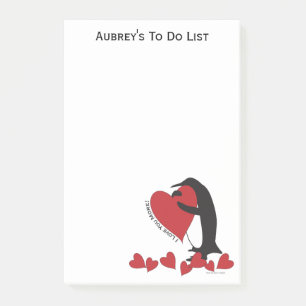 Personlig Penguin och Red Heart Post-it Block
