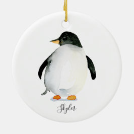 Personlig Penguin Ornament Handmålat