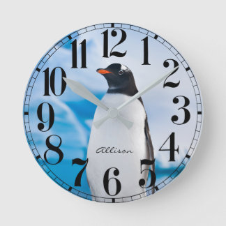 Personlig Penguin-väggklocka Rund Klocka