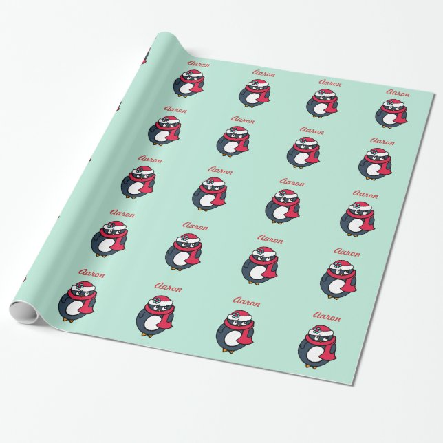 Personlig Penguin Wrapping Papper Presentpapper (Utrullad)