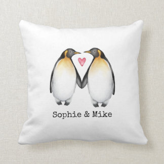 Personlig Penguins i Kärlek Cushion Kudde