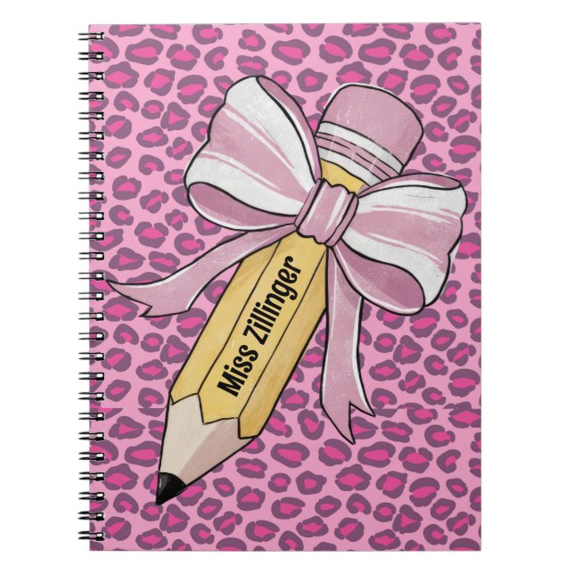 personlig Penna med rosa och vit båge Anteckningsbok (Framsidan)