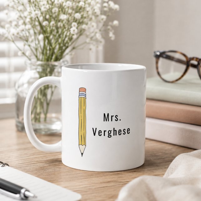 Personlig pennlärare kaffe kaffemugg (Personalized Pencil Teachers Coffee Mug)