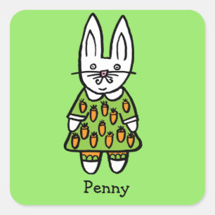Personlig Penny kanin Fyrkantigt Klistermärke