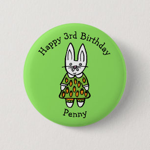 Personlig Penny the Rabbit Glad födelsedag Knapp