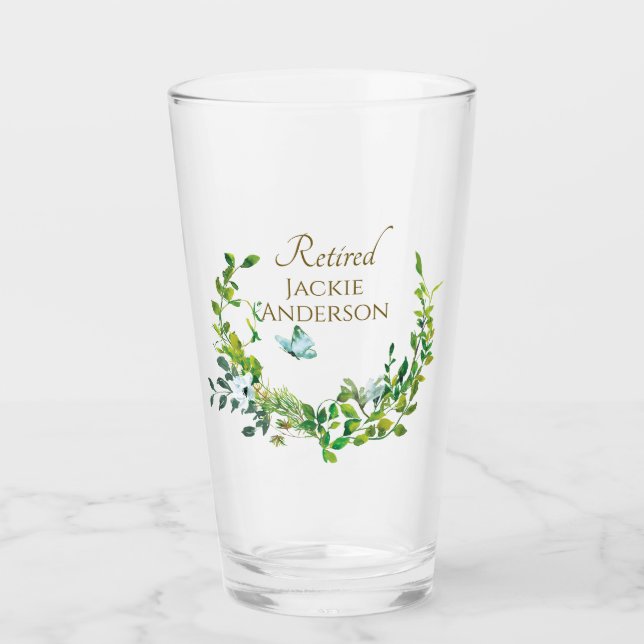 Personlig Pension Beer Glass Botanical Löv Glaskopp (Framsida)