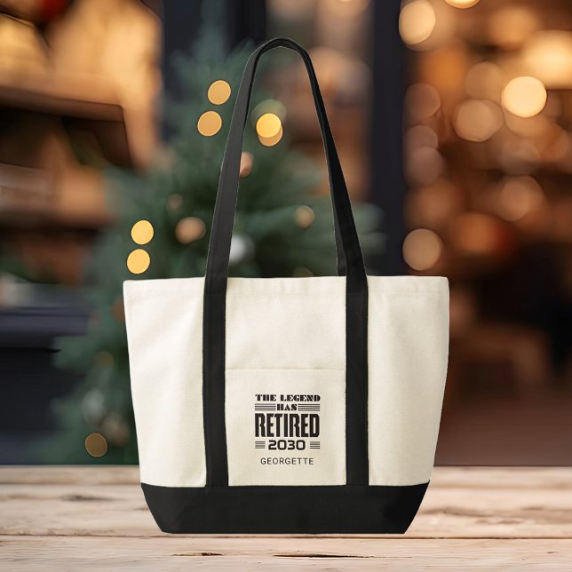 Personlig Pension-flaggan som förklaringen har bli Tygkasse (The Legend Retired Black Handles Tote Bag)