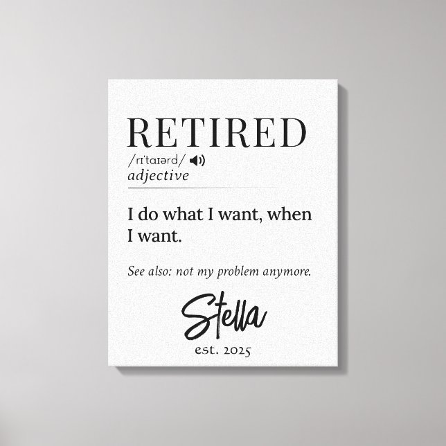 Personlig Pension Gift - pensionerad definition Canvastryck (Framsida)