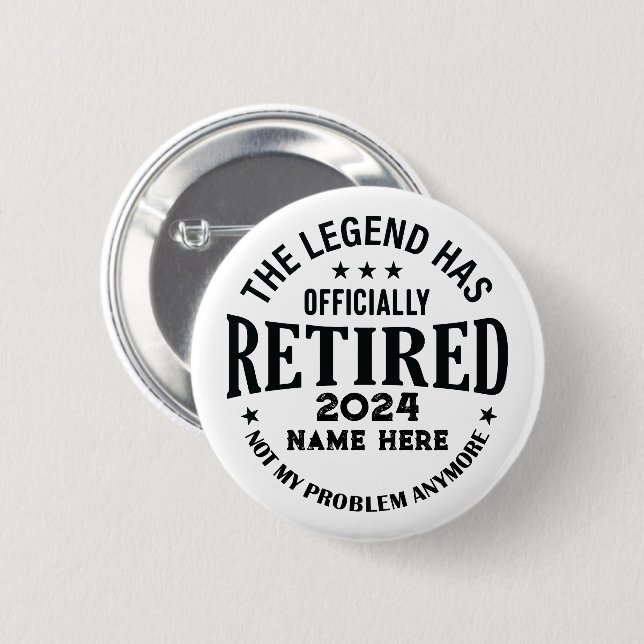 Personlig pension Legend har gått i pension Knapp (Framsida & baksida)