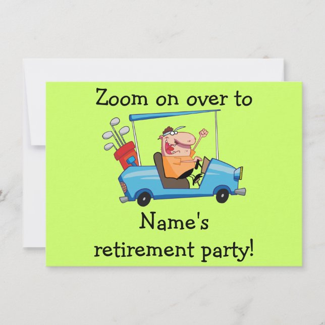 Personlig Pension Party Inledning, Golf Cart Inbjudningar (Framsida)