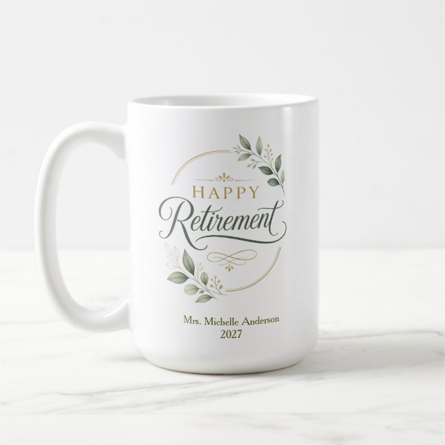 Personlig pensionärshälsning kaffemugg (Vänster)