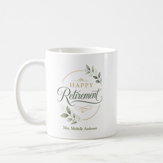 Personlig pensionärshälsning kaffemugg (Vänster)