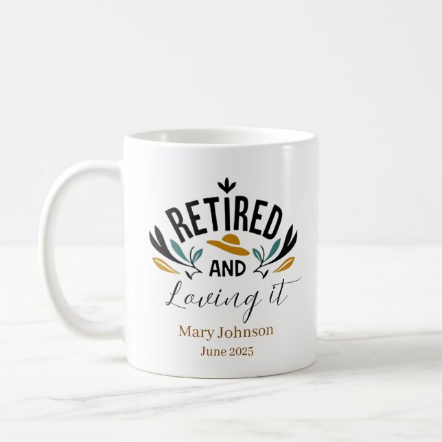 Personlig Pensionerad Och Älskar Det Kaffemugg (Vänster)