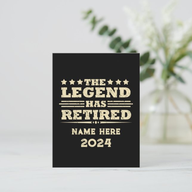 Personlig pensionering Legenden har gått i pension Vykort (Stående Fram)
