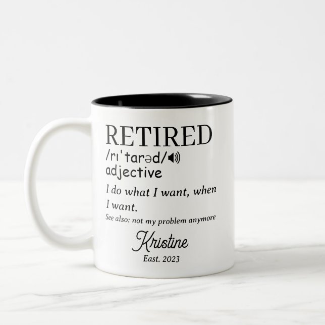 Personlig Pensionering Rolig Pensionerad Definitio Två-Tonad Mugg (Vänster)