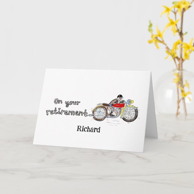 Personlig pensionsfirande för motorcykelentusiast kort (Gul blomma)