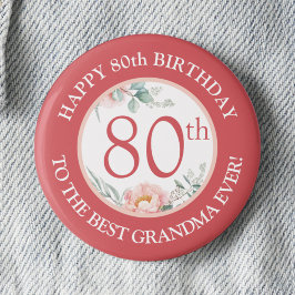 Personlig Peony Birthday Pin Knapp