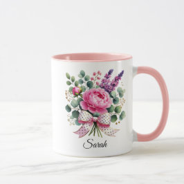 Personlig Peony Blommig Namn Kopp Present