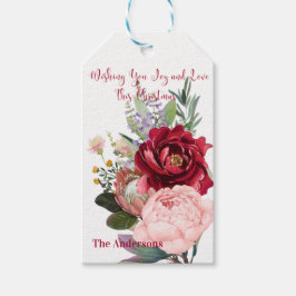Personlig Peony Flower Juletiketters Presentetikett