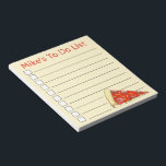 Personlig Pepperoni Pizza Slice to Do List Anteckningsblock<br><div class="desc">Utformningen av anteckningsblocket List-stil har en originalmarkörillustration av ett segment av ost och pepperoni pizza. Anpassa med din information. Det finns också många fler illustrerade anteckningsblock från den här butiken. Denna design finns också tillgänglig för andra produkter. Ser du inte vad du är tittar för? Behöver du hjälp med anpassning?...</div>
