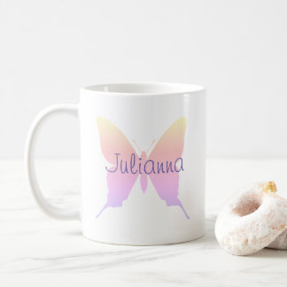 Personlig Periwinkle Pastel Rainbow Butterfly Kaffemugg
