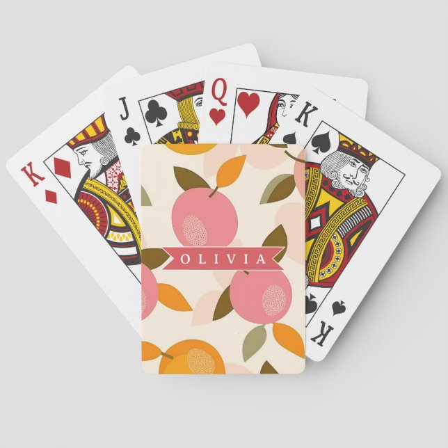 Personlig Persikomuster Söt Retro Sommar Casinokort (Baksidan)