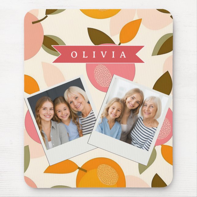 Personlig Persikomuster Söt Retro Sommar Musmatta (Framsidan)