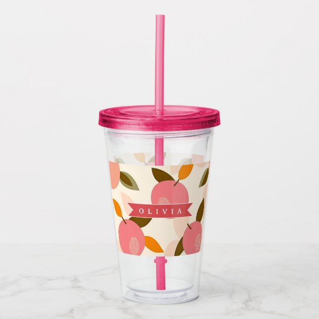 Personlig Persikomuster Söt Retro Sommar Take Away Mugg (Framsida)