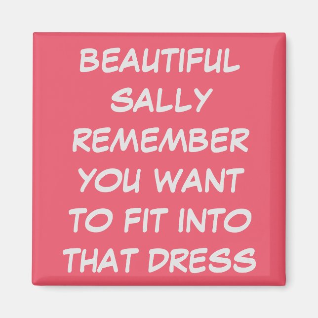 PERSONLIG PERSONLIGT BRÖLLP DRESS FIT DIET MAGNET (Framsidan)