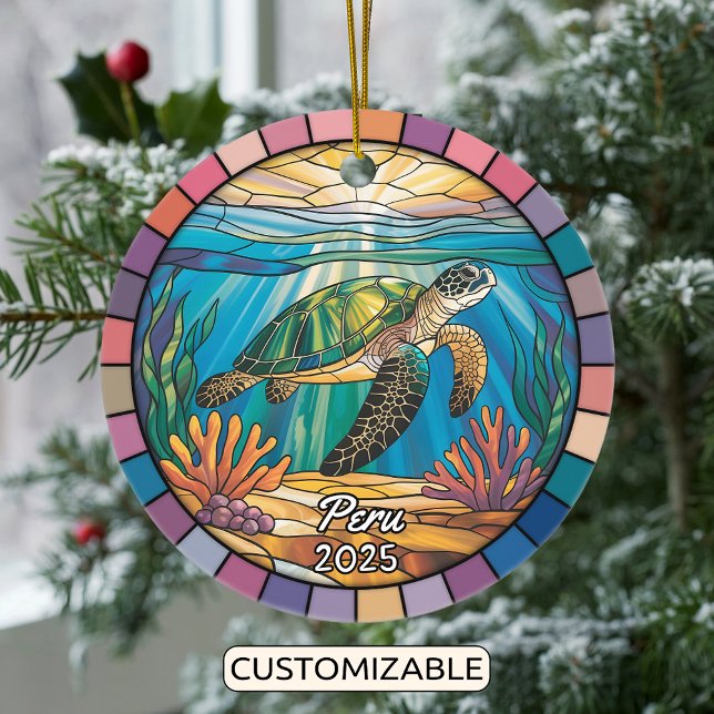 Personlig Peru Ornament, Sea Turtle Julgransprydnad Keramik (Skapare uppladdad)