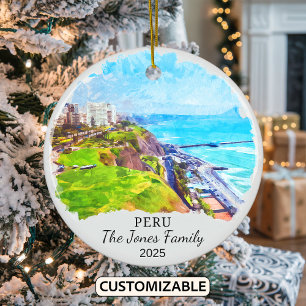 Personlig Peru Ornament, Sydamerika Julgransprydnad Keramik