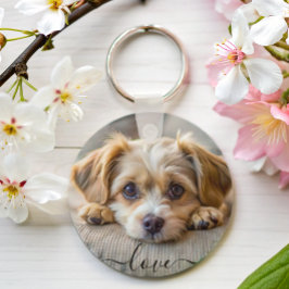 Personlig pet 2 fotot hund älskare keepsaké namn nyckelring