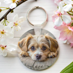 Personlig pet 2 fotot hund älskare keepsaké namn nyckelring