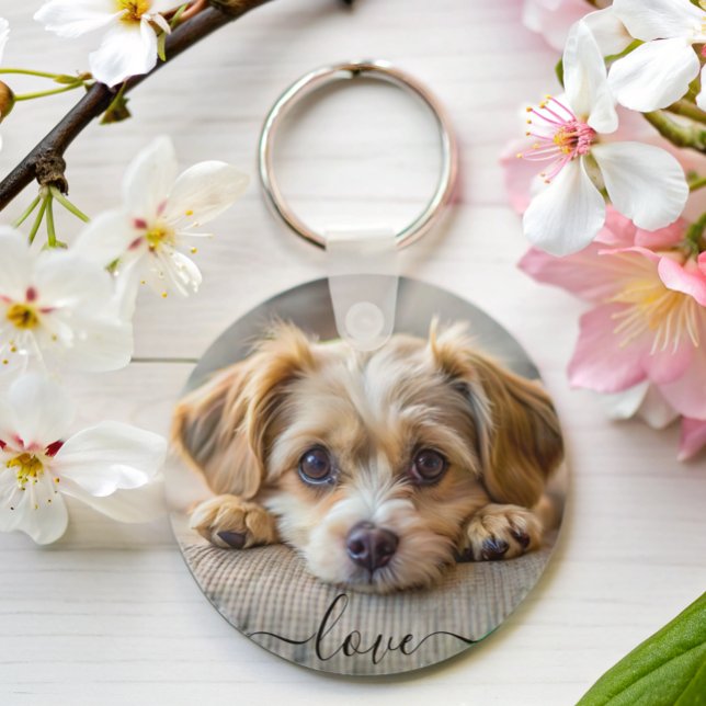 Personlig pet 2 fotot hund älskare keepsaké namn nyckelring (Skapare uppladdad)