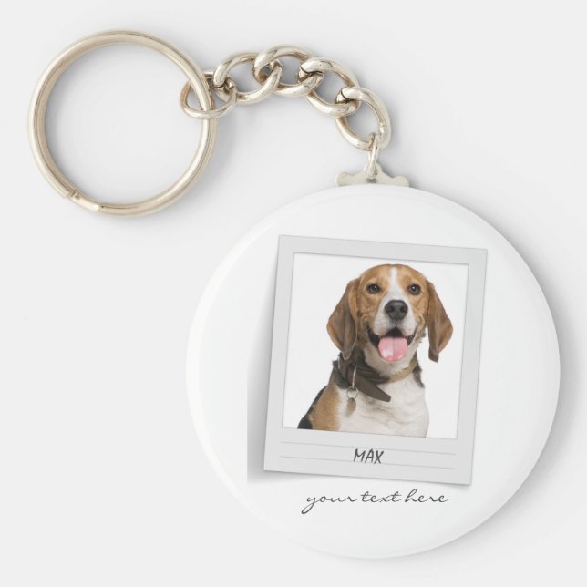 Personlig Pet Beagle Birthday Photo Ram Namn Nyckelring (Framsidan)