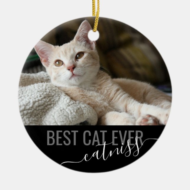 Personlig Pet Best Cat - modernt foto Julgransprydnad Keramik (Framsidan)