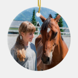 Personlig Pet Best Horse Aldrig Namn och Photo Julgransprydnad Keramik