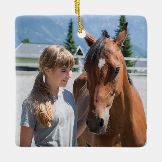 Personlig Pet Best Horse Aldrig Photo Julgransprydnad Keramik (Framsida)
