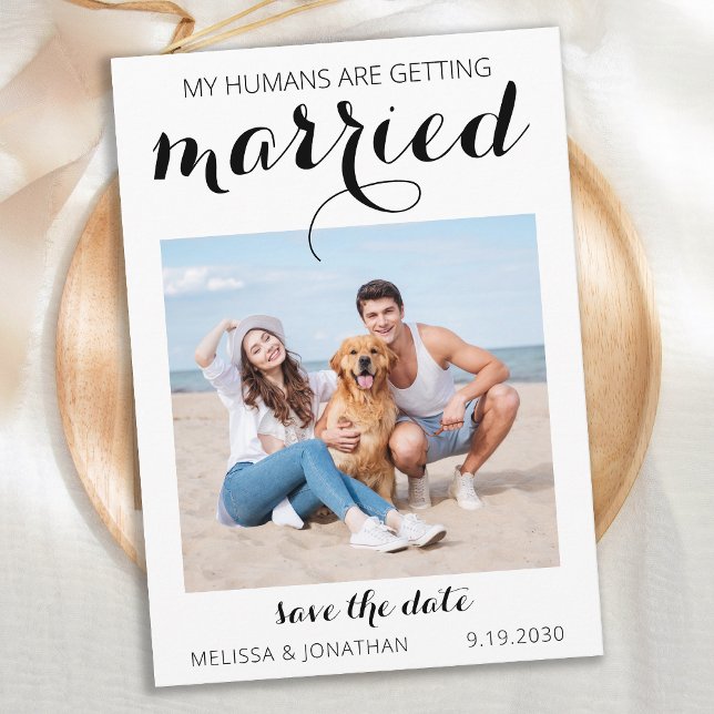 Personlig Pet Bröllop Simple Hund Photo Spara Datumet (Skapare uppladdad)