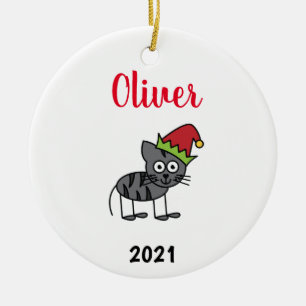 personlig pet cat christmas julgransprydnad keramik