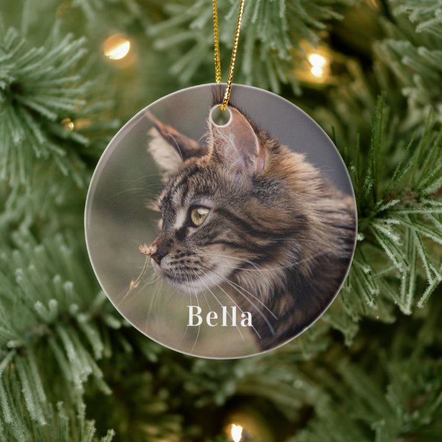 Personlig Pet Cat Photo jul Julgransprydnad Keramik (Träd)