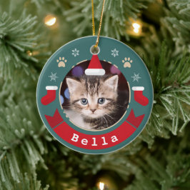 Personlig Pet Cat Photo Meowy jul Helgdag Julgransprydnad Keramik