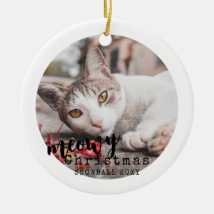 Personlig Pet Cat Photo Meowy jul Julgransprydnad Keramik
