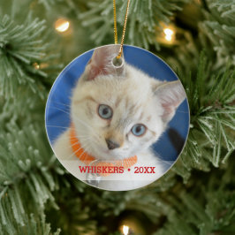 Personlig Pet Cat Photo & Namn Julgran Julgransprydnad Keramik