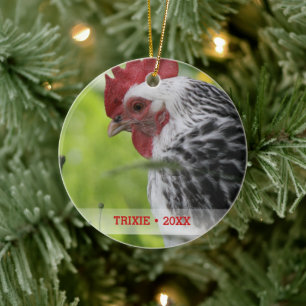 Personlig Pet Chicken Photo Julgran Julgransprydnad Keramik