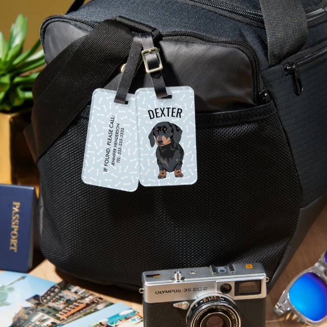 Personlig Pet Dachshund | Funny Pet Bagagebricka (Fram & Baksida)