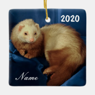 Personlig Pet Ferret Julgransprydnad Keramik