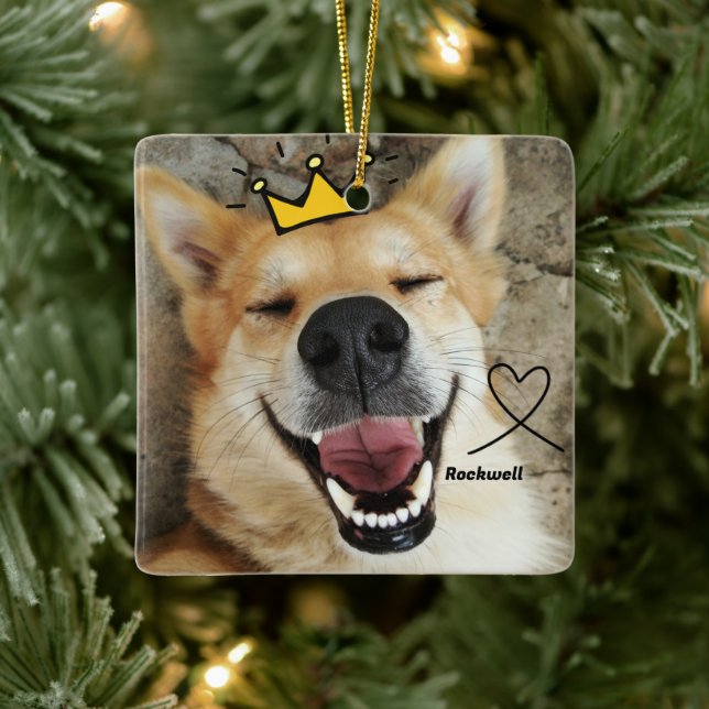 Personlig Pet-foto och Namn Hund Julgransprydnad Keramik (Träd)
