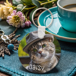 Personlig pet fotocat lover keepsaké namn nyckelring